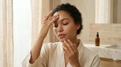 Niacinamide serum patted onto the T-zone for refined, balanced skin